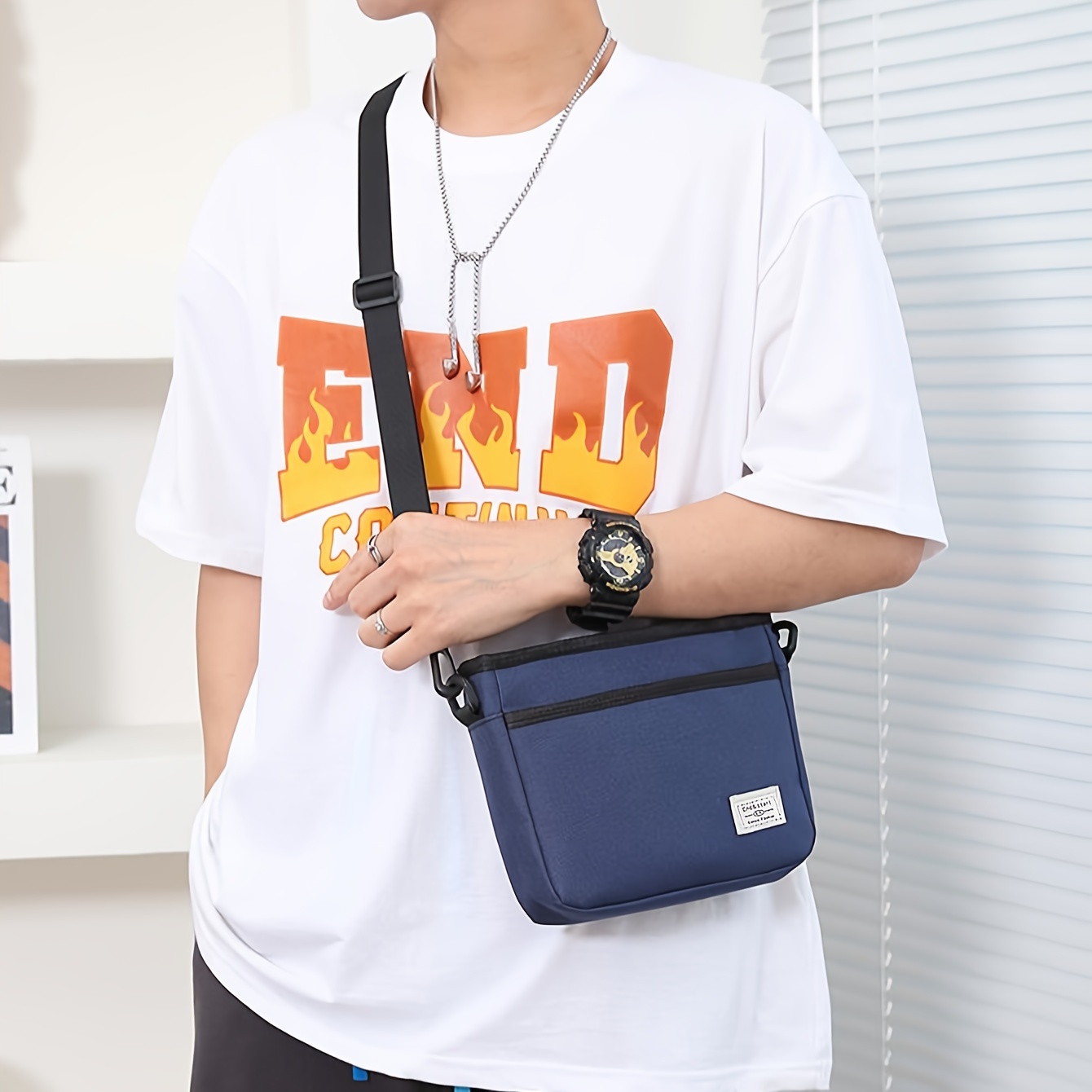 Men's Casual Mini Shoulder Bag, Multifunctional Mobile Phone Bag