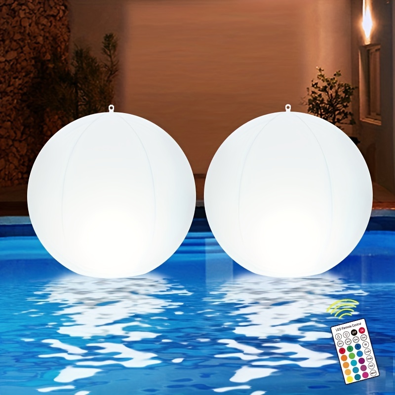 Floating Pool Lights,16” Inflatable Waterproof LED Glowing Globe ball,13  Color Changing Led Pool Balls Lights,Outdoor LED Night Lamp Beach Ball for