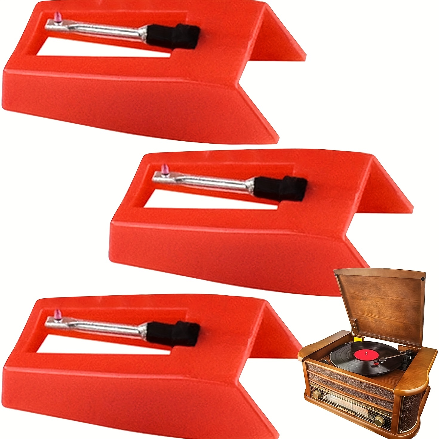 Aguja para tocadiscos, 1 cartucho de tocadiscos con 4 lápices de repuesto  de diamante para Crosley, ION, LP, fonógrafo