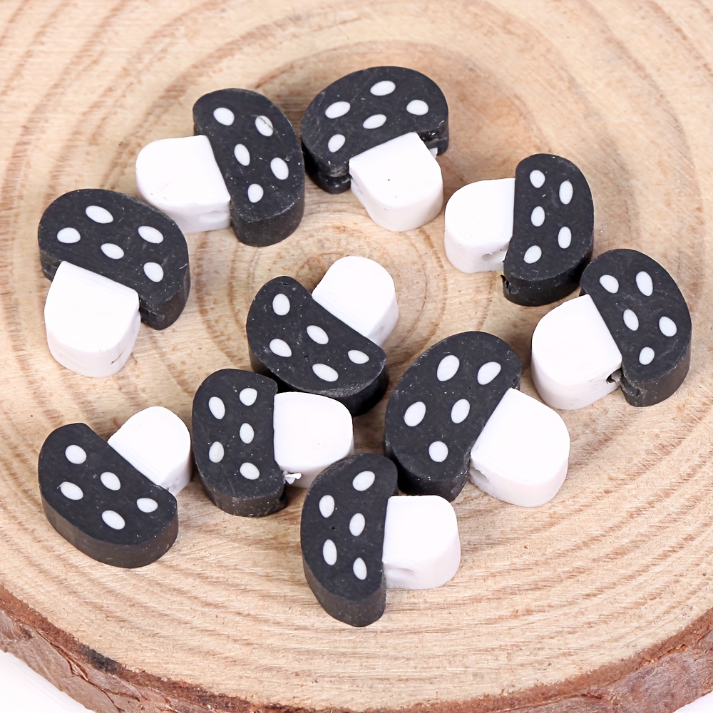 Black White Clay Beads 20pcs/lot Beads With Cartoon Pattern