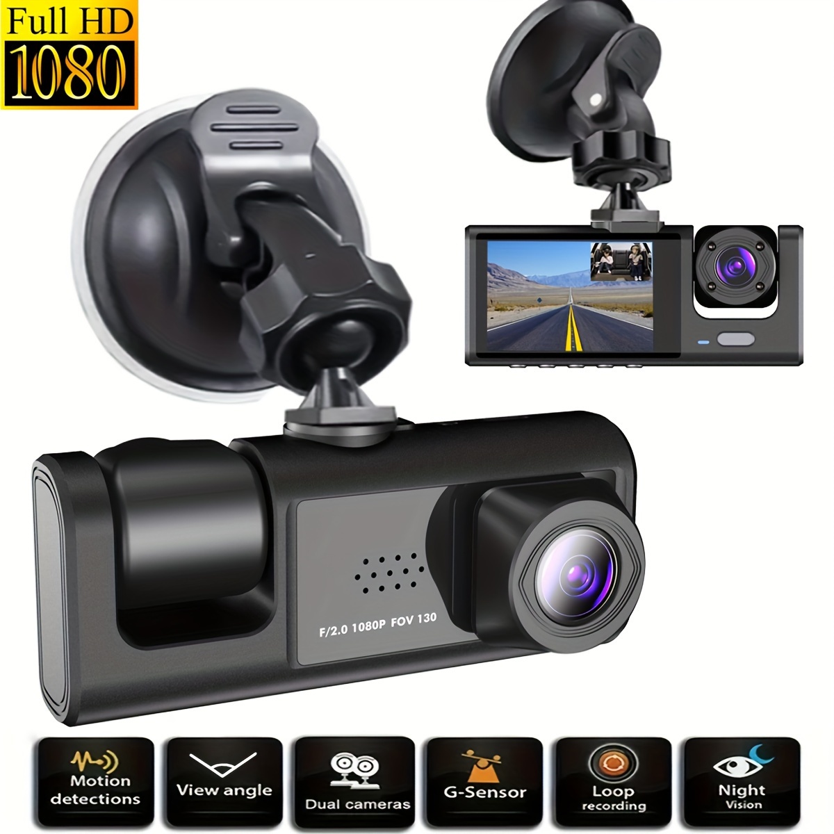 4K double caméra de tableau de bord intégré wifi avant 4k / 2k 1080p double  caméra de tableau de bord pour voituresavec wifi gps, écran ips 2 pouces,  g-capteur, vision nocturne