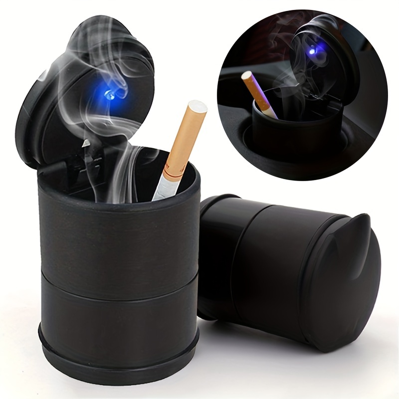 Car Ashtray With Led Light Portable Universal Alloy Ash Tray - Temu