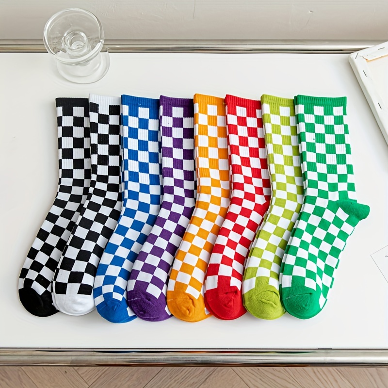 Plaid Print Socks Breathable All-match Stockings Women's Hosiery