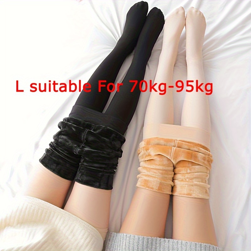 Plush Lined Tights Opaque High Waist Thermal Elastic - Temu Canada