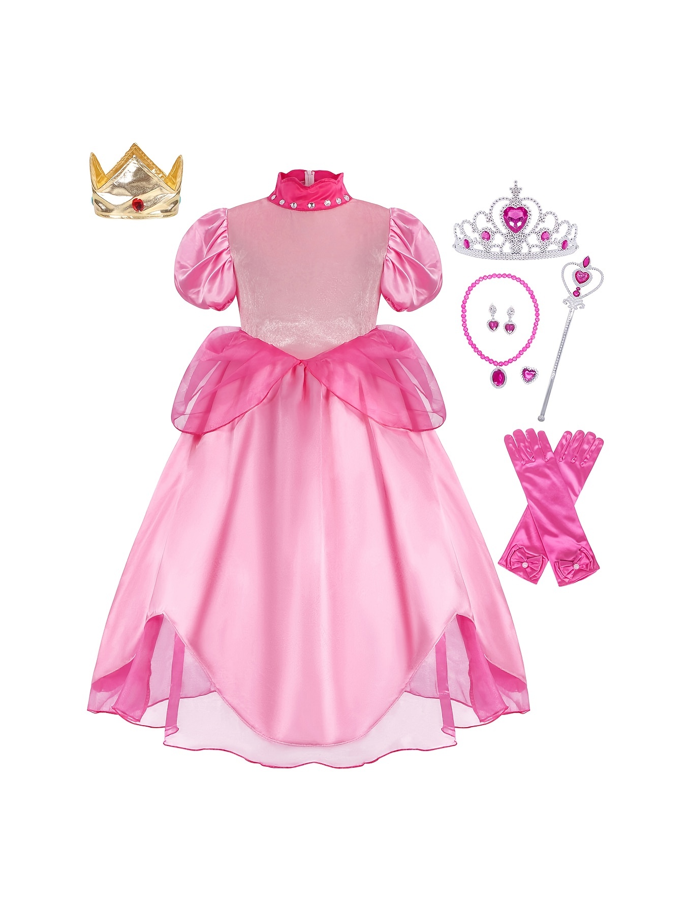 Peach Princess Cosplay Dress Parrucca Gioco di Gioco di Ruolo Costume Festa  di compleanno Palcoscenico Performace Outfit Bambini Carnevale Fancy  Clothes
