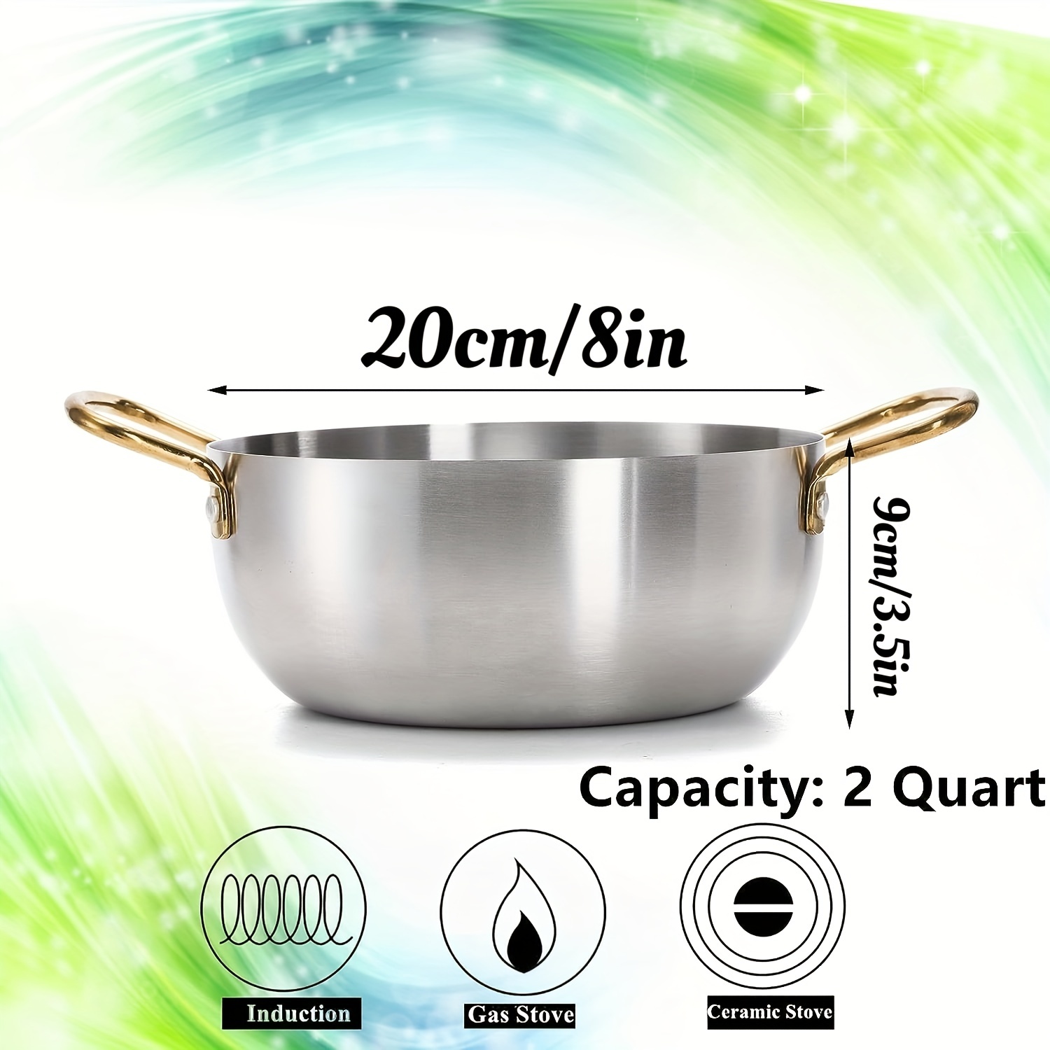  Frying Pan Stainless Steel (20 Cm=8 Inch=2 Quarts