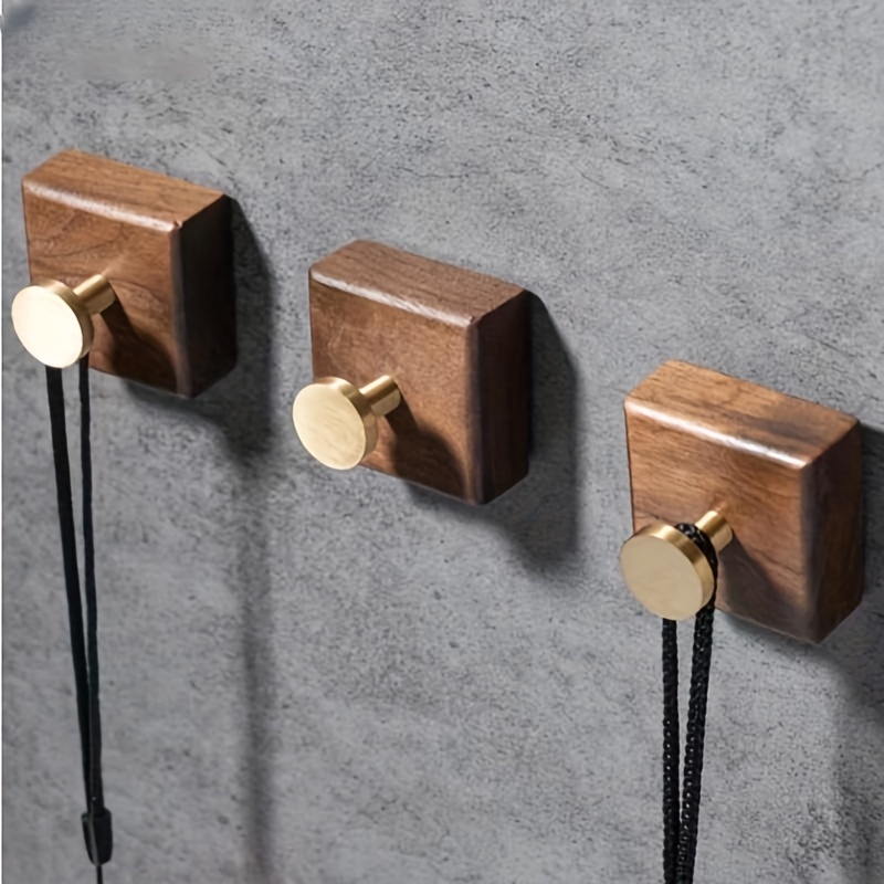 Wall Hanging Robe Hooks Solid Wood Bathroom Clothes Hook Home Decoration  Punch-free Living Room Bedroom Robe Hook Accessories