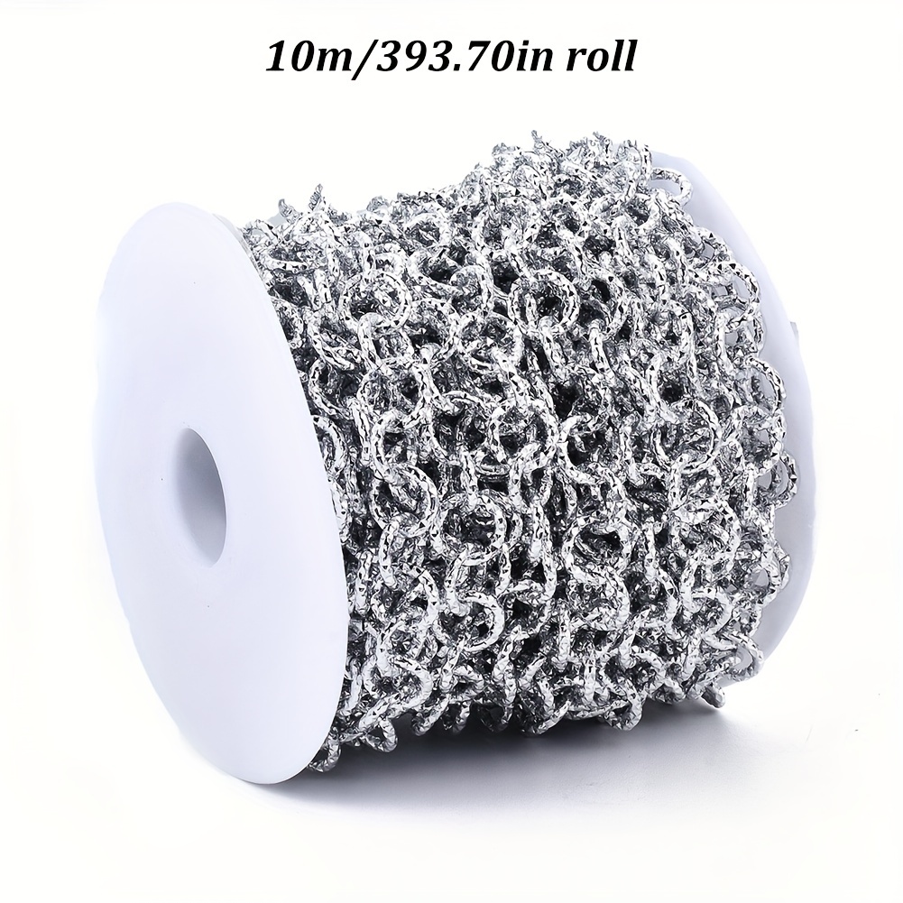 1 Roll Necklace Chains for Jewelry Making, 16.4 Ft 0.04 inch Unfinished  Brass Coated Iron Twisted Link Curb Chains Cable Link Chain for Necklace  Bracelet Making, (Platinum, 5m/roll)