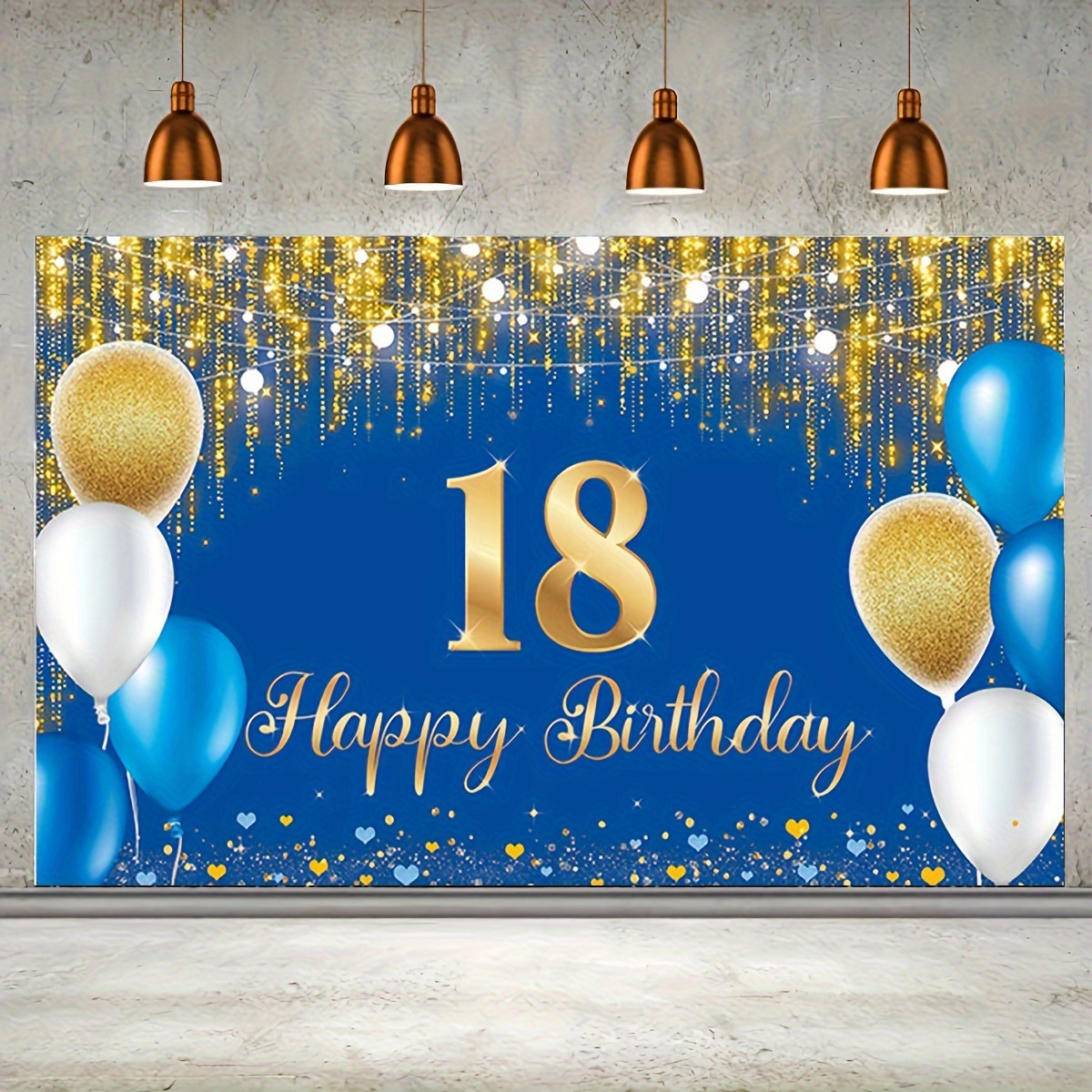 Feliz pancarta de cumpleaños número 18, fiesta de cumpleaños número 18,  letrero de dieciocho años, pancarta de brillo de cumpleaños número 18,  cumpleaños número 18, decoración de fiesta, cursiva -  España