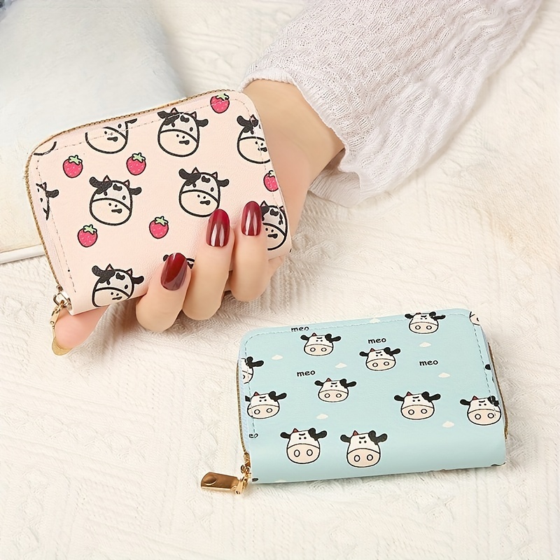 Trendy Cow Pattern Card Holder, Organ Multi-Card Slots Certificate Card Case, Perfect Casual Card Coin Bag for Daily Use,Temu