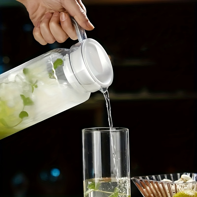 Glass Water Pitcher, Fruit Infuser Pitcher with Removable Lid