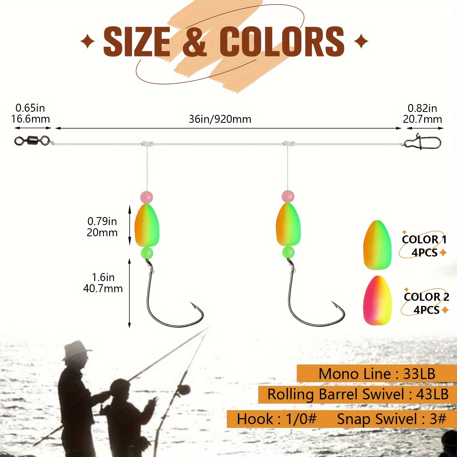 Single Pack 1 Pompano Rig by Tide Titan Saltwater Fishing Tackle Hi-low Rig  Circle Hooks Khale Hooks for Surf, Inshore, Offshore 