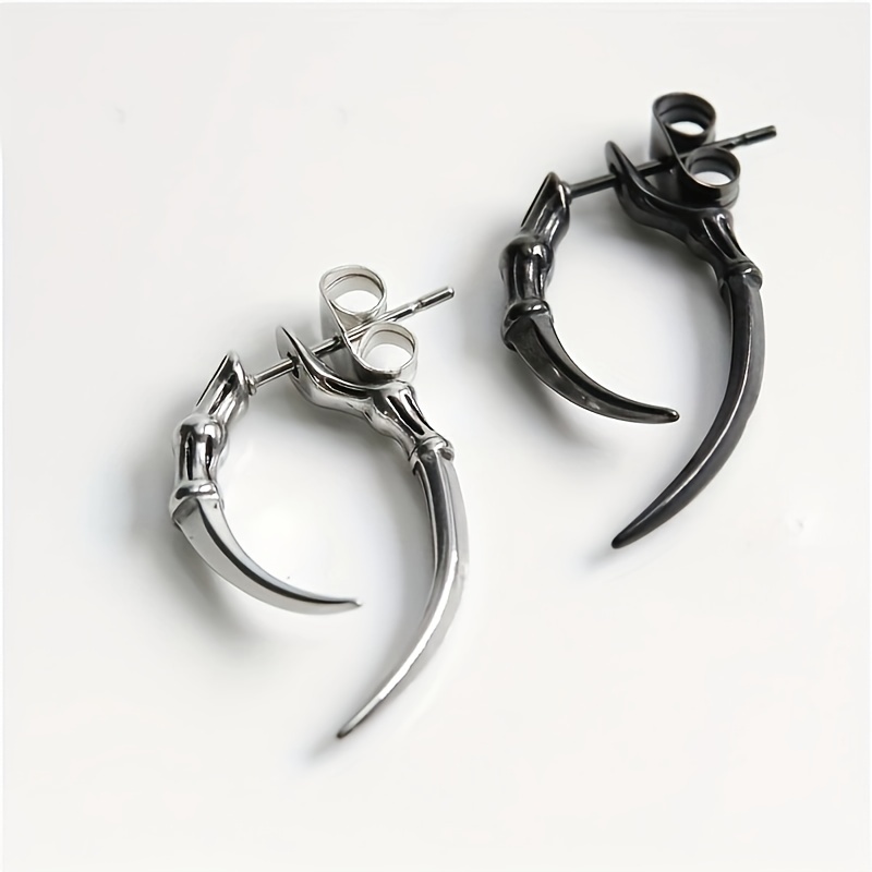 

1pc Retro Claw Stud Earrings Cool Animal Paw Horn Stainless Steel Earrings Piercing Jewelry