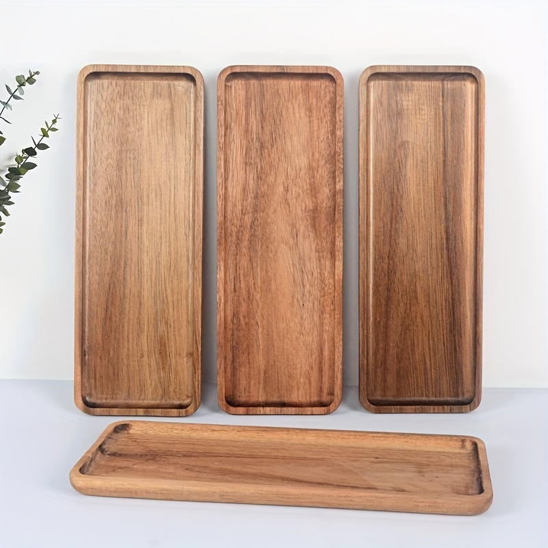 

1pc, Beautiful Walnut Wooden Serving Tray - Easy To Use And Portable For Home Decor And Kitchen Accessories