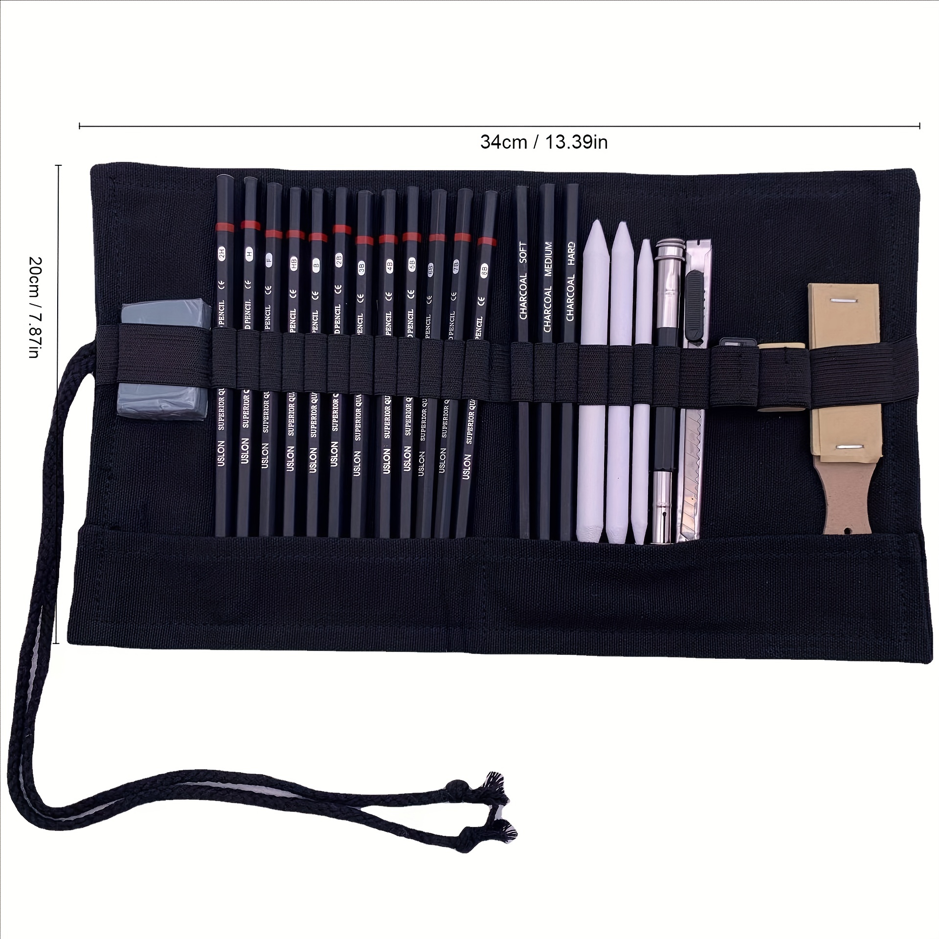 29 Pieces Professional Sketching & Drawing Art Tool Kit with Graphite Pencils, Charcoal Pencils, Paper Erasable Pen, Craft Knife, Size: As Shown