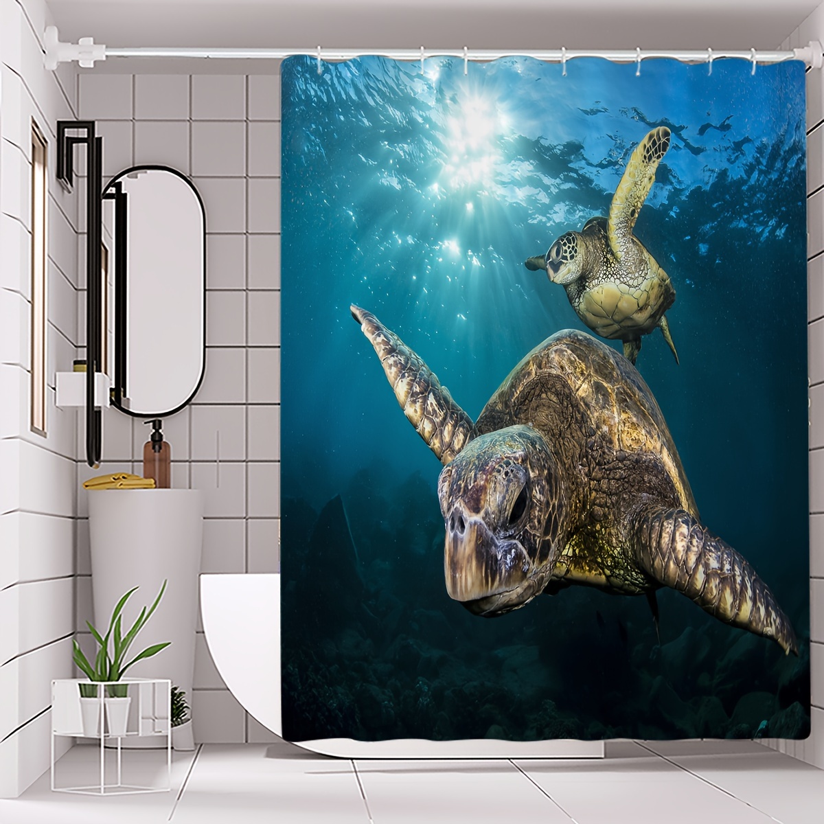 Ocean Print Shower Curtain Waterproof Shower Curtain With - Temu