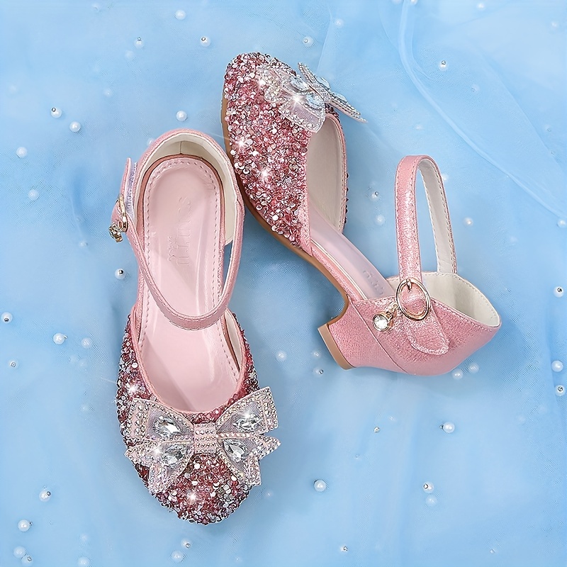 Princess Style Crystal Ankle Strap Women Shoes Round Toe Platform