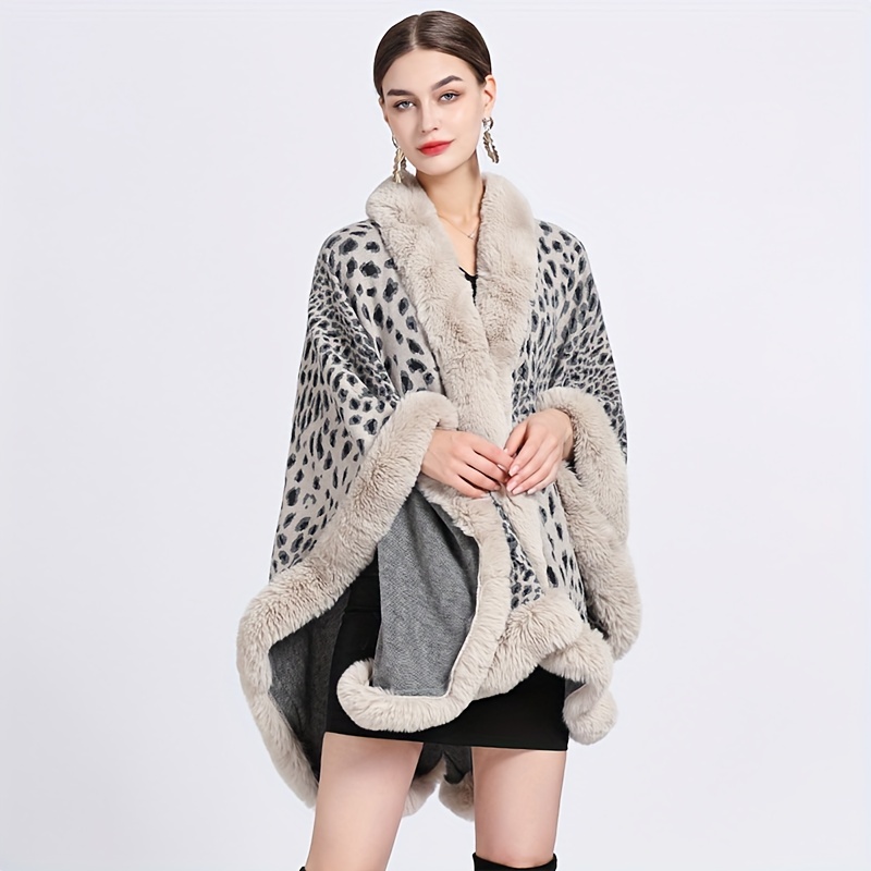 Animal Faux Fur Thick Fluffy Warm Winter Collar Scarf Leopard