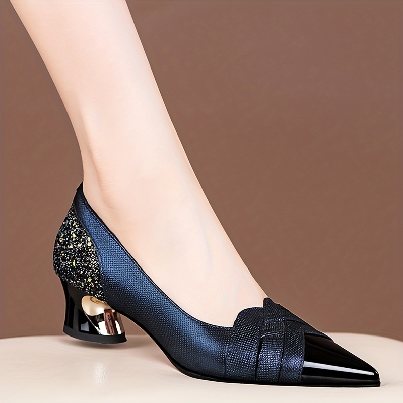 sequins decor women s glitter chunky heels elegant pointed