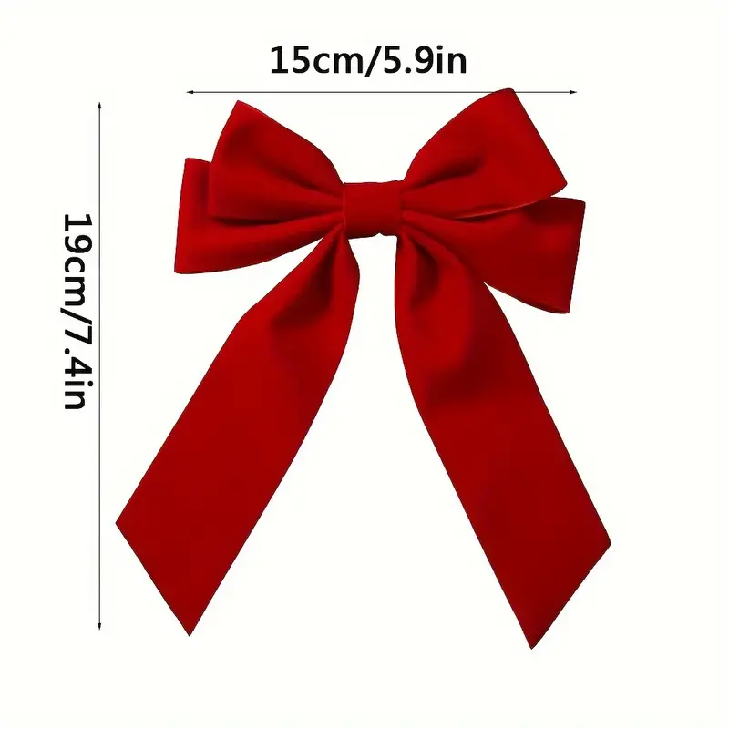 Temu 2pcs Oversize Hair Bows, Hair Ties French Barrette Hair Clips for Girls Bowknot Hair Clip Red Black Velvet Bow Hair Accessories, Christmas Gifts