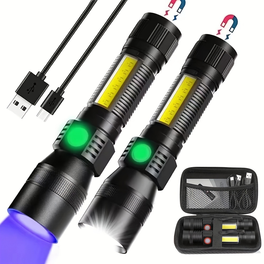 1pc Rechargeable Zoomable UV Flashlight Black Light 395nm,Ultraviolet  Flashlight Detector For Pet Urine Stain,Resin Curing,Scorpion Hunting