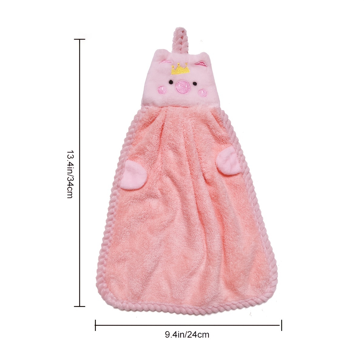 Soft Coral Fleece Piggy Hand Towel for Kitchen Use