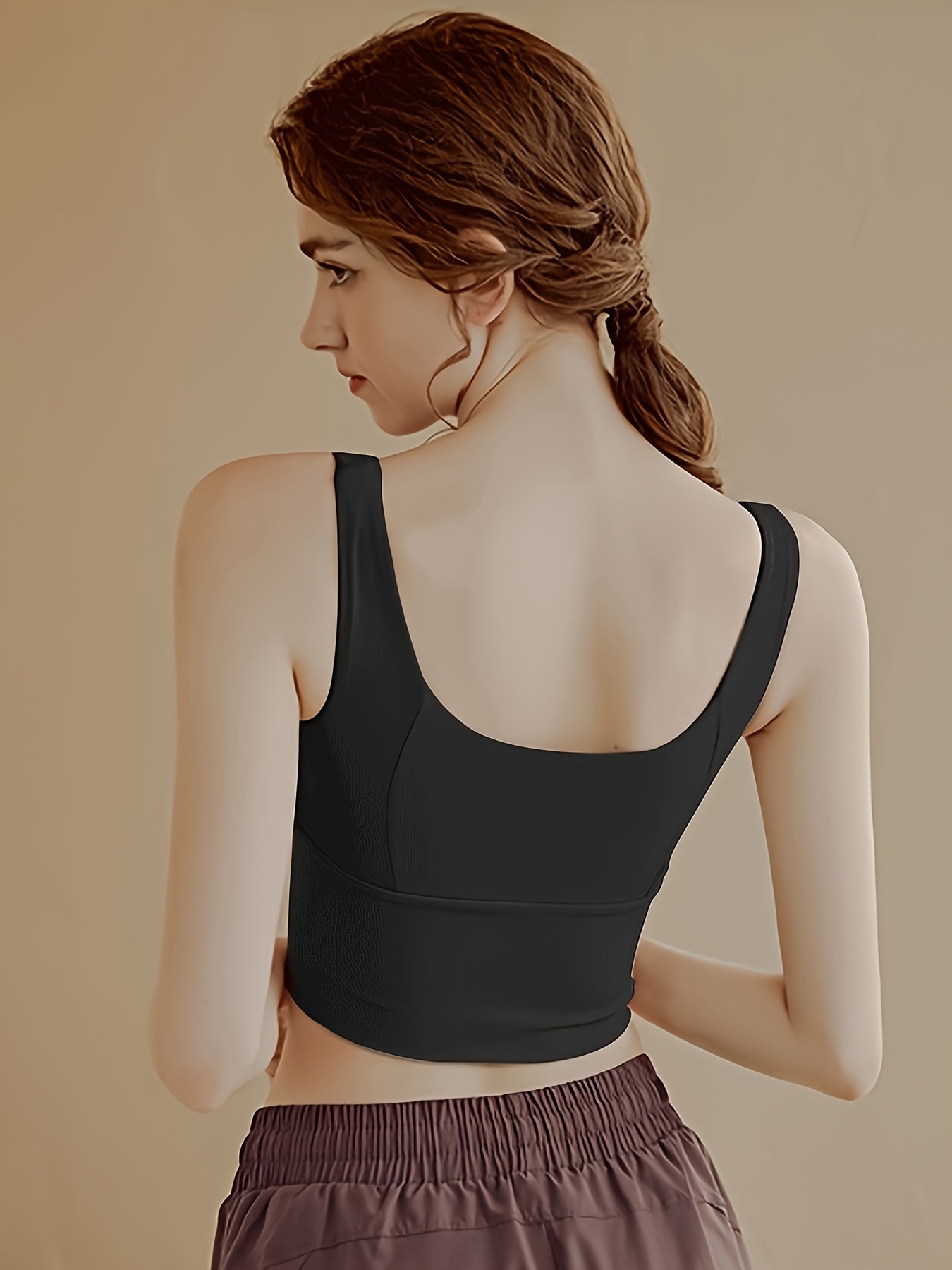 Plain Zip Front Sporty Bra Scroop Neck Criss Cross Straps - Temu