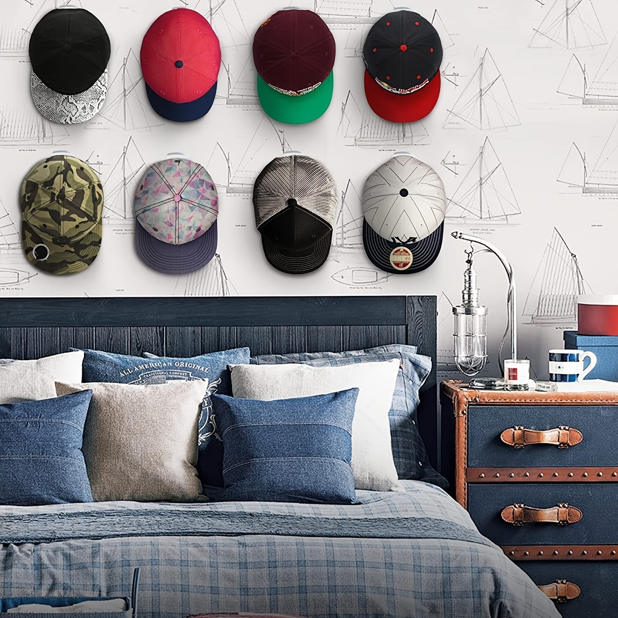 Adhesive Hat Hooks For Wall - Minimalist Hat Rack - Strong Hold Hat Hangers