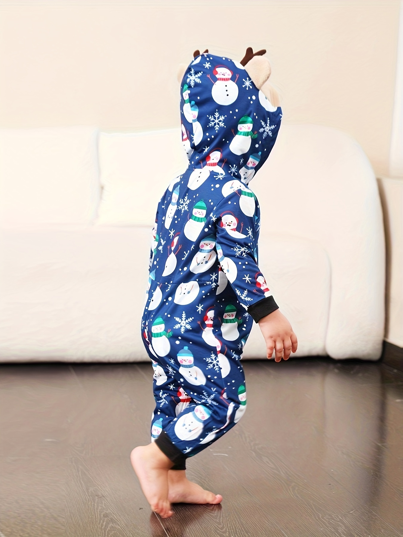 2023 Pyjama Combinaison De Noël En Contraste De Couleurs, Bébé Garçon Fille  Mignon Imprimé Bonhomme De Neige De Noël À Capuche Pyjama Une Pièce