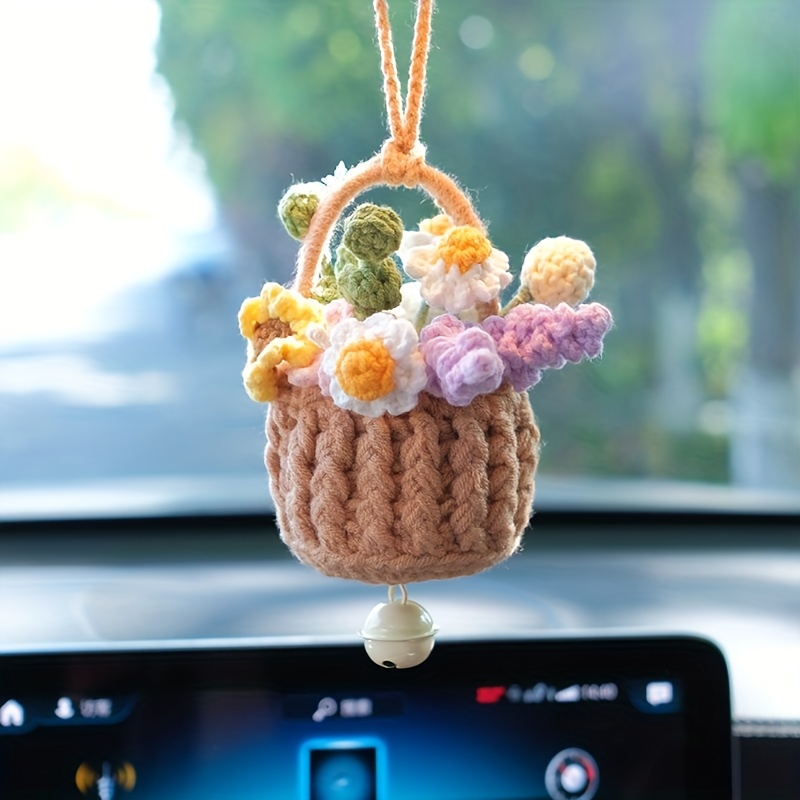 Hand woven Flower Basket Pendant Imitation Plant Pendant Car - Temu