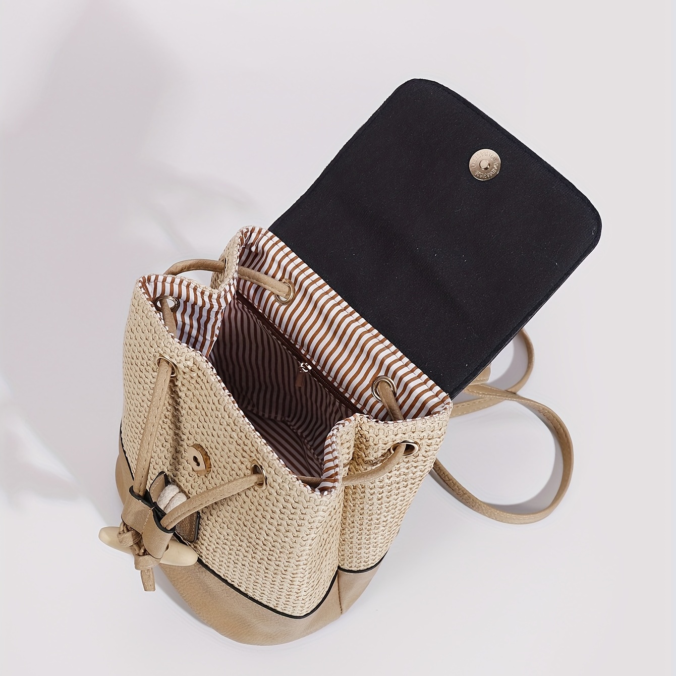 mini straw woven backpack purse summer beach flap backpack Temu