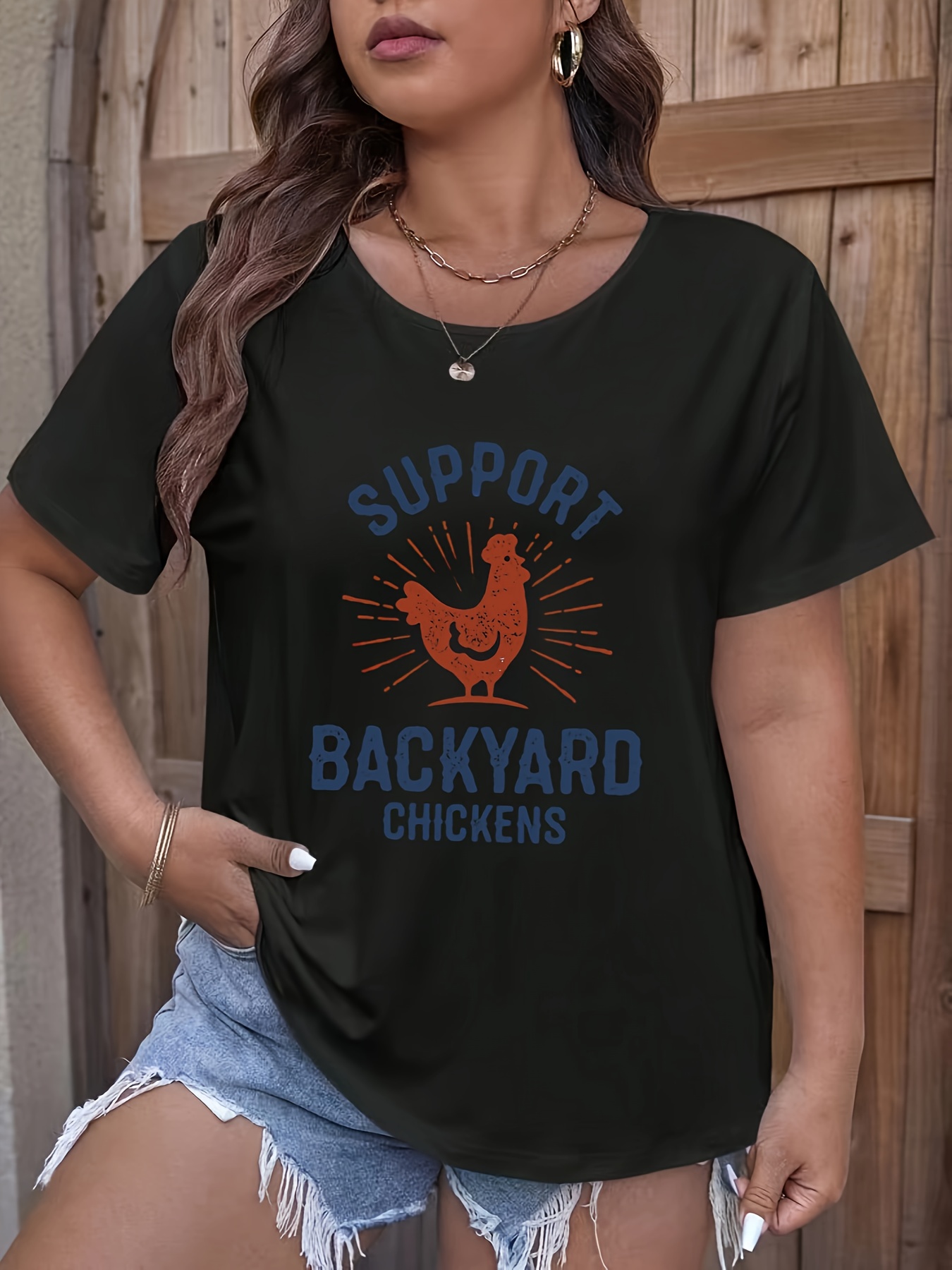 Letter Print T shirt Plus Size Casual Crew Neck Short Sleeve - Temu ...