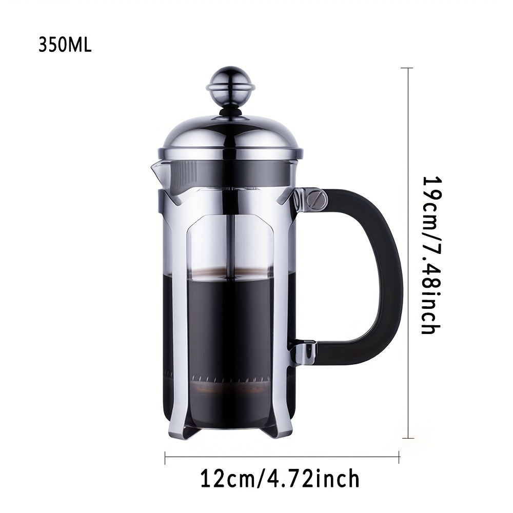 Moka Pot,Stainless Steel Glass Teapot French Coffee Tea Percolator Filter  Press Plunger 350ml Manual Coffee Espresso Maker Pot