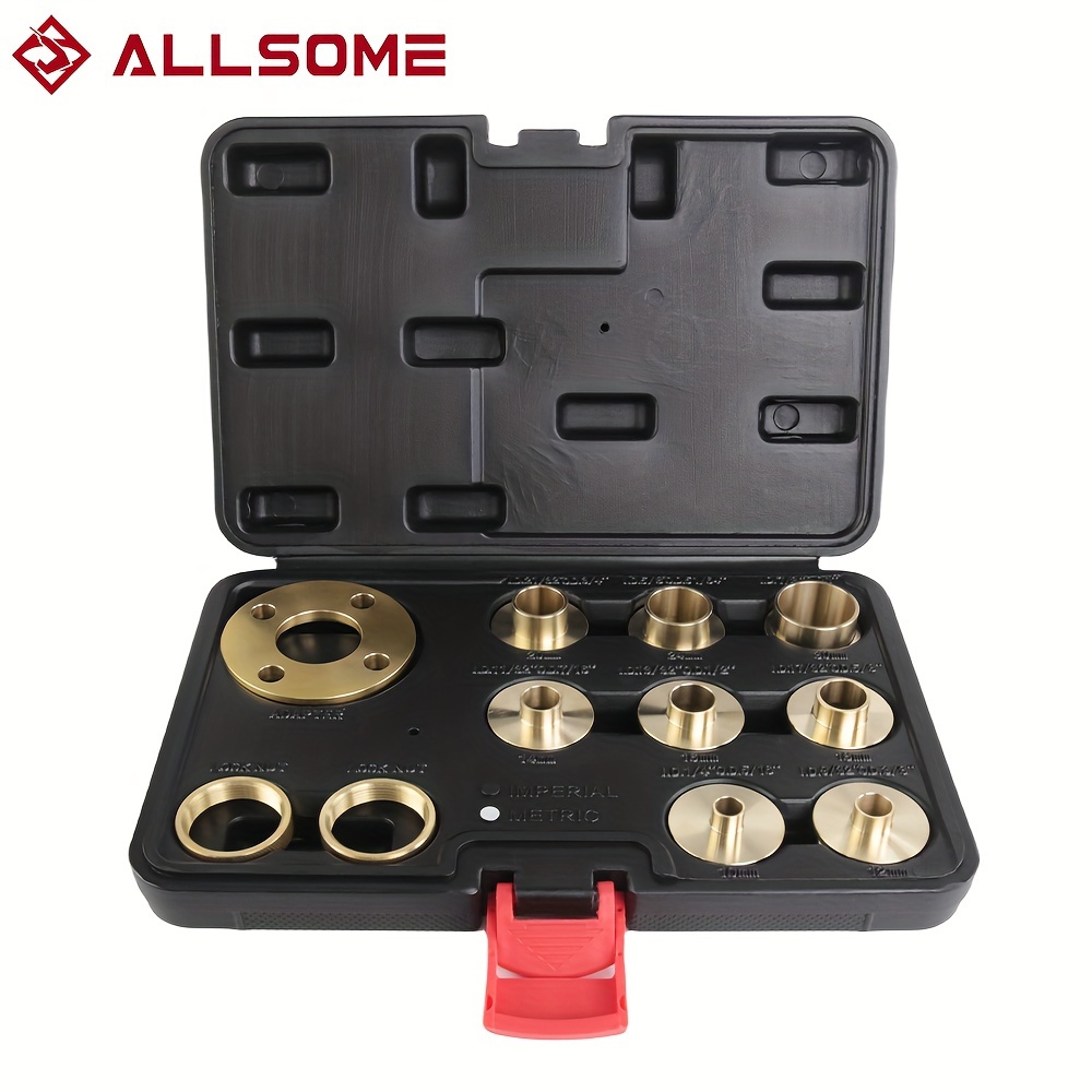 

Allsome 11pcs Woodworking Router Bushing Guide, 10-30mm Copper Premium Router Guide Bush