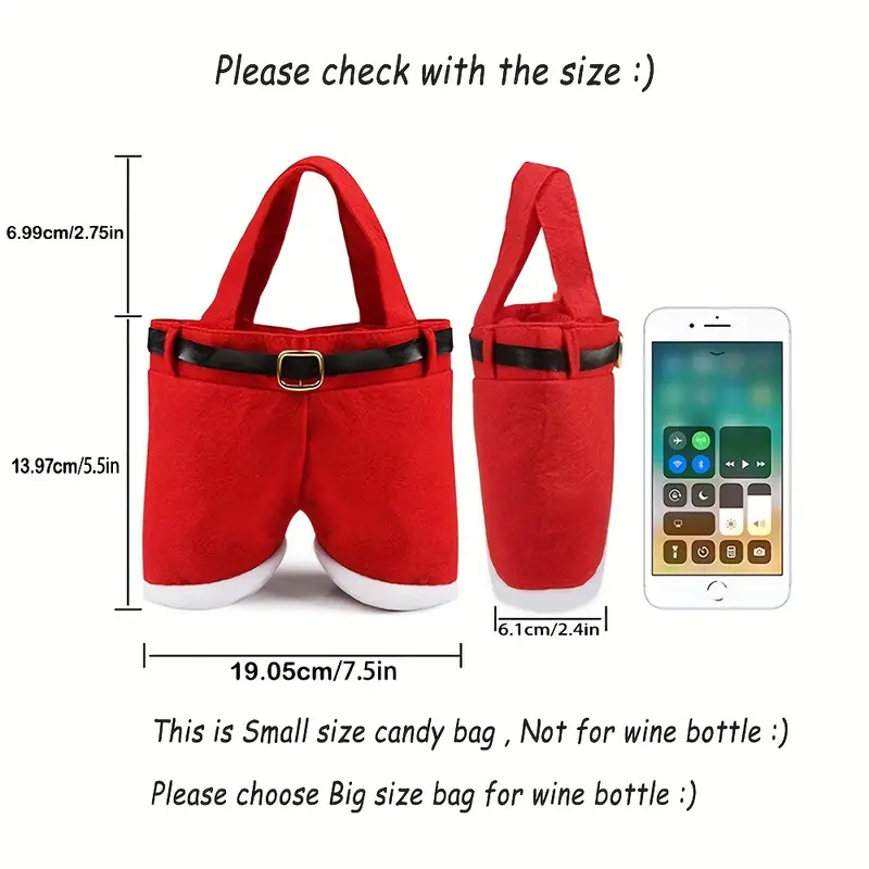 2pcs Santa Pants Christmas Treat Bags 7 5in Festive Candy Gift Bag ...