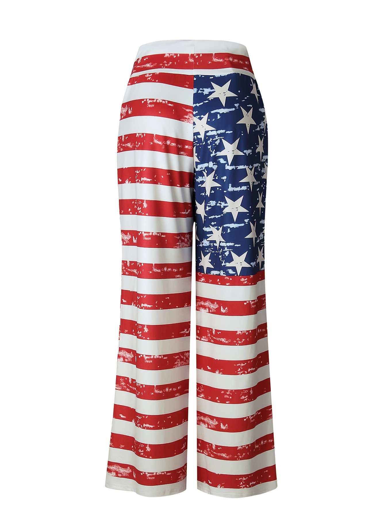American Flag Print Pants Casual Drawstring Wide Leg - Temu