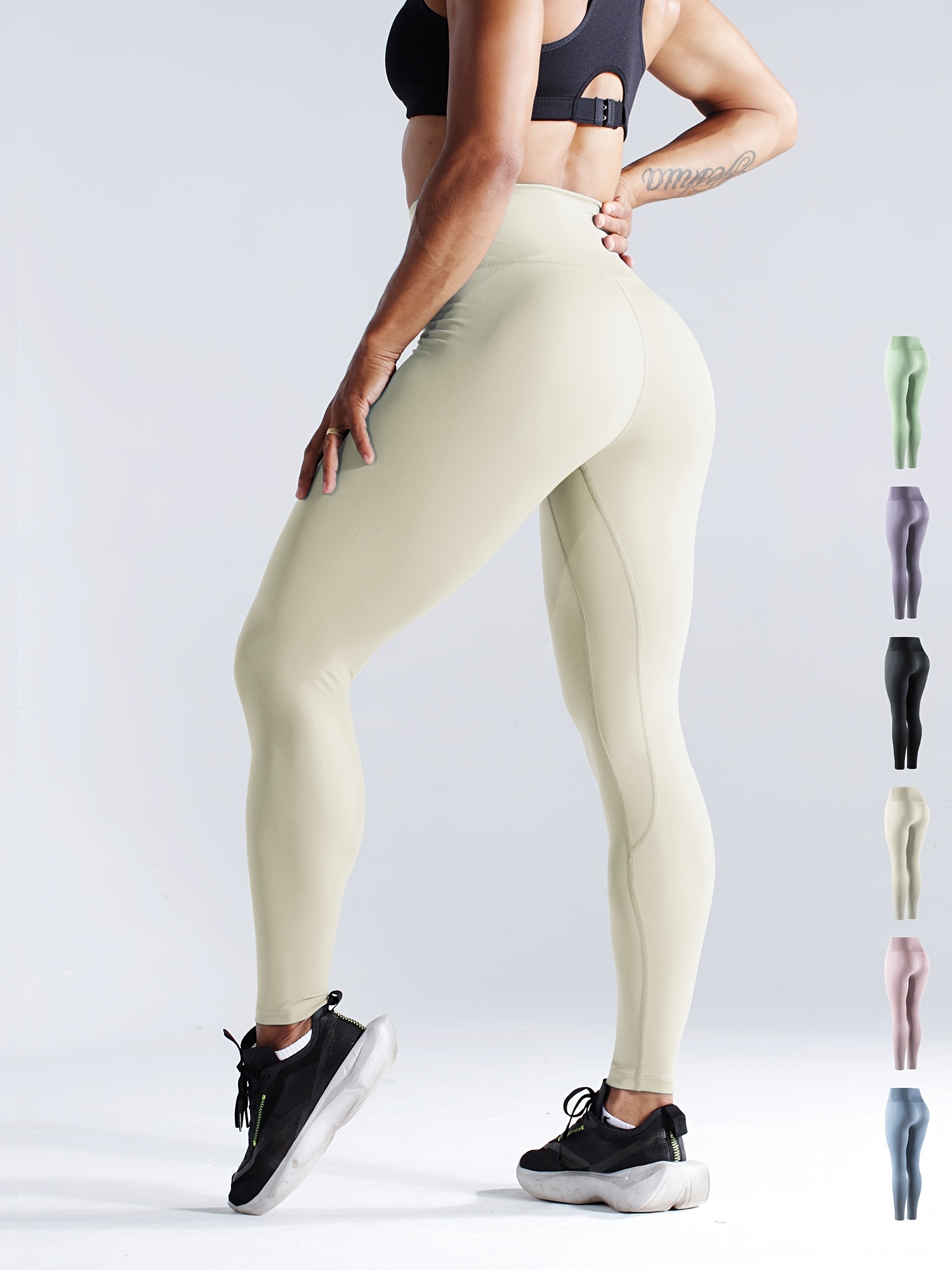 Women's Activewear: Khaki Solid Color Skinny Leggings - Perfect for Yoga,  Running & More!