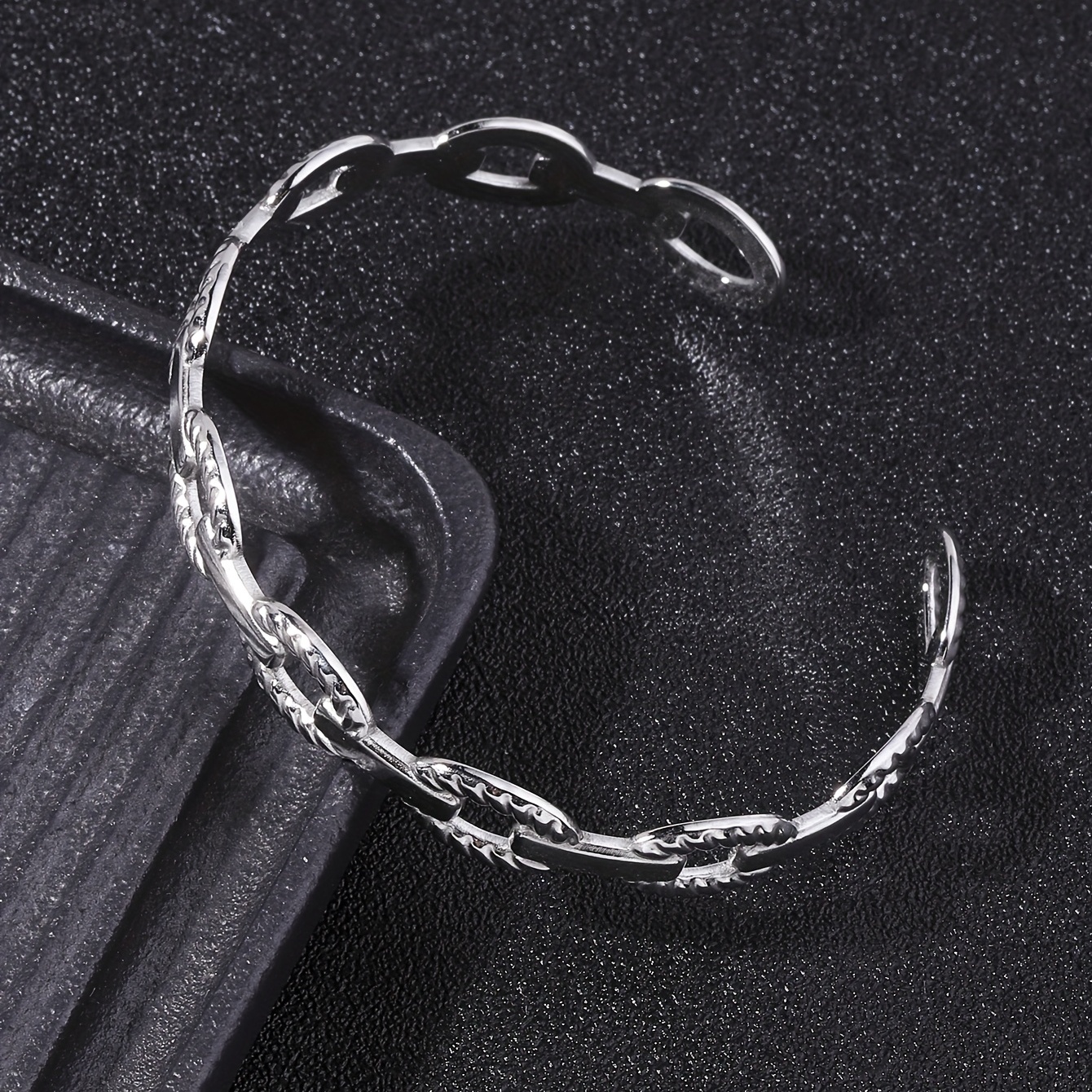 Men's Vintage Steel Chain Open Bangle