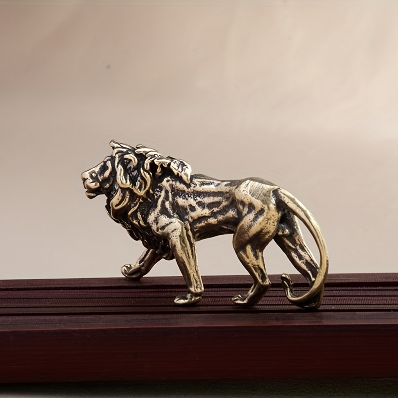 Brass Handmade Vintage Lion Leopard Keychain Pendant Cool Lion