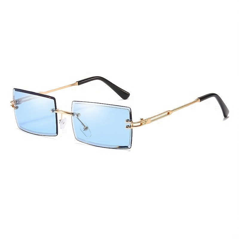 Rectangle Rimless Sunglasses Gradient Anti Glare UV400