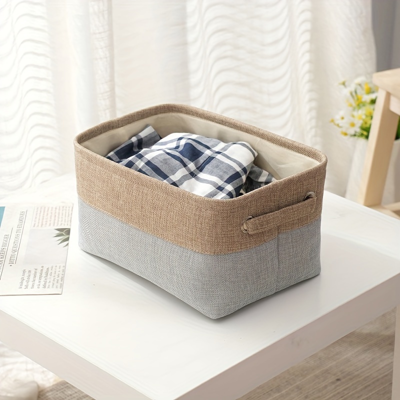 Fabric Foldable Storage Basket With Handles Portable Storage - Temu
