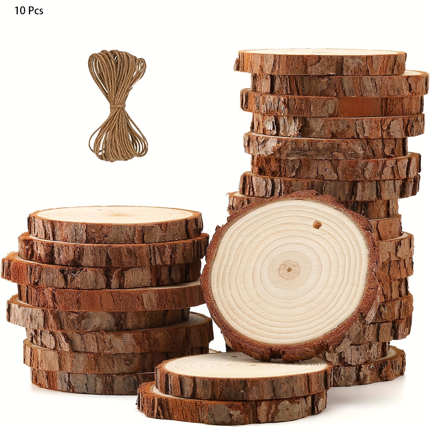 Natural Wood Slices, 39 Pcs 2.4-2.8 inches Craft Unfinished Wood kit  Predrilled with Hole Wooden Circles for DIY Crafts Wedding Decorations  Christmas