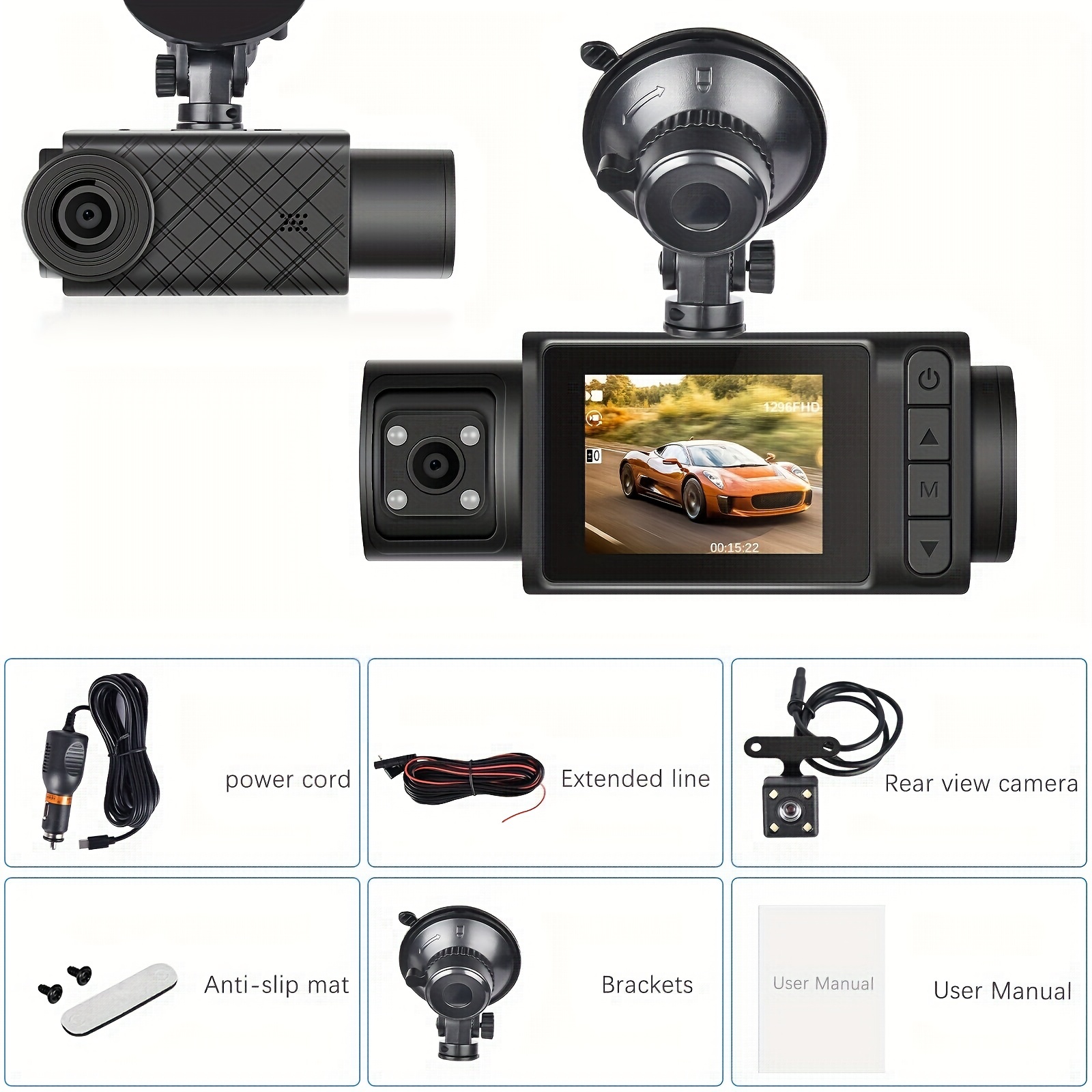 Dashcam with IR Rear Facing Camera Bundle