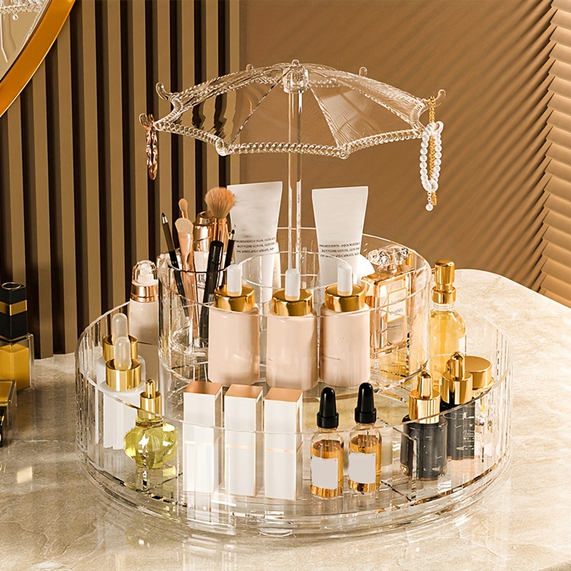 High capacity 360 Rotating Makeup Organizer For Vanity - Temu