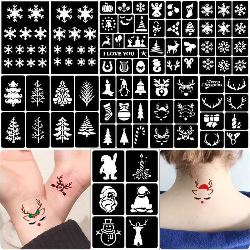 Pegatinas de tatuajes temporales para niños y adultos, diseños de Feliz  Navidad, arte corporal de dibujos animados, 2 uds. - AliExpress