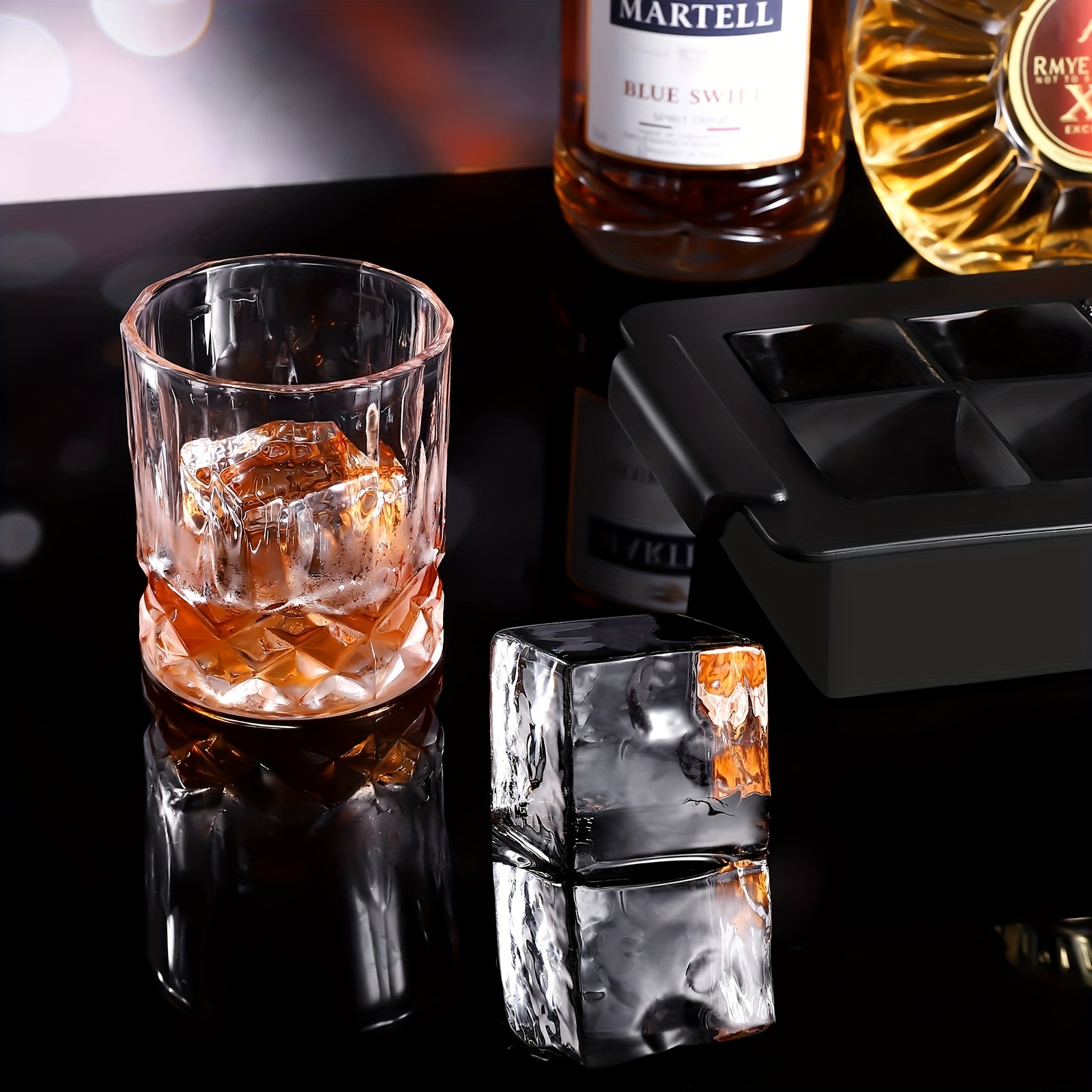 Ice Cube Tray, Silicone Ball Whiskey Ice Ball Maker With Lid And Large  Square Ice Cube Mold Funny Mold For Cocktail And Bourbon - Reusable And Bpa  Free - Temu
