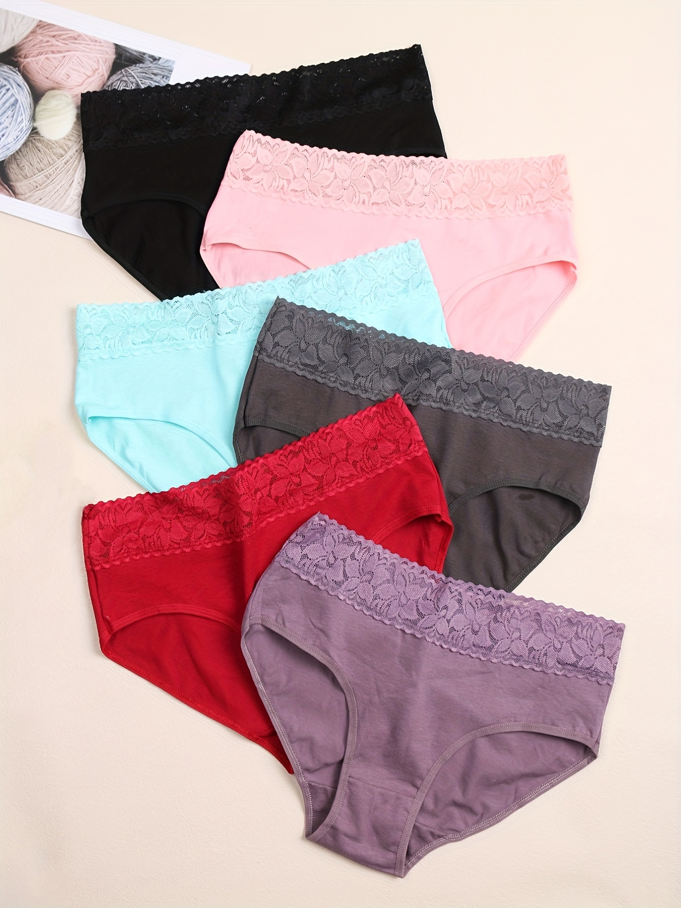 Plus Size Contrast Lace Semi Sheer Panties Women's Plus High - Temu