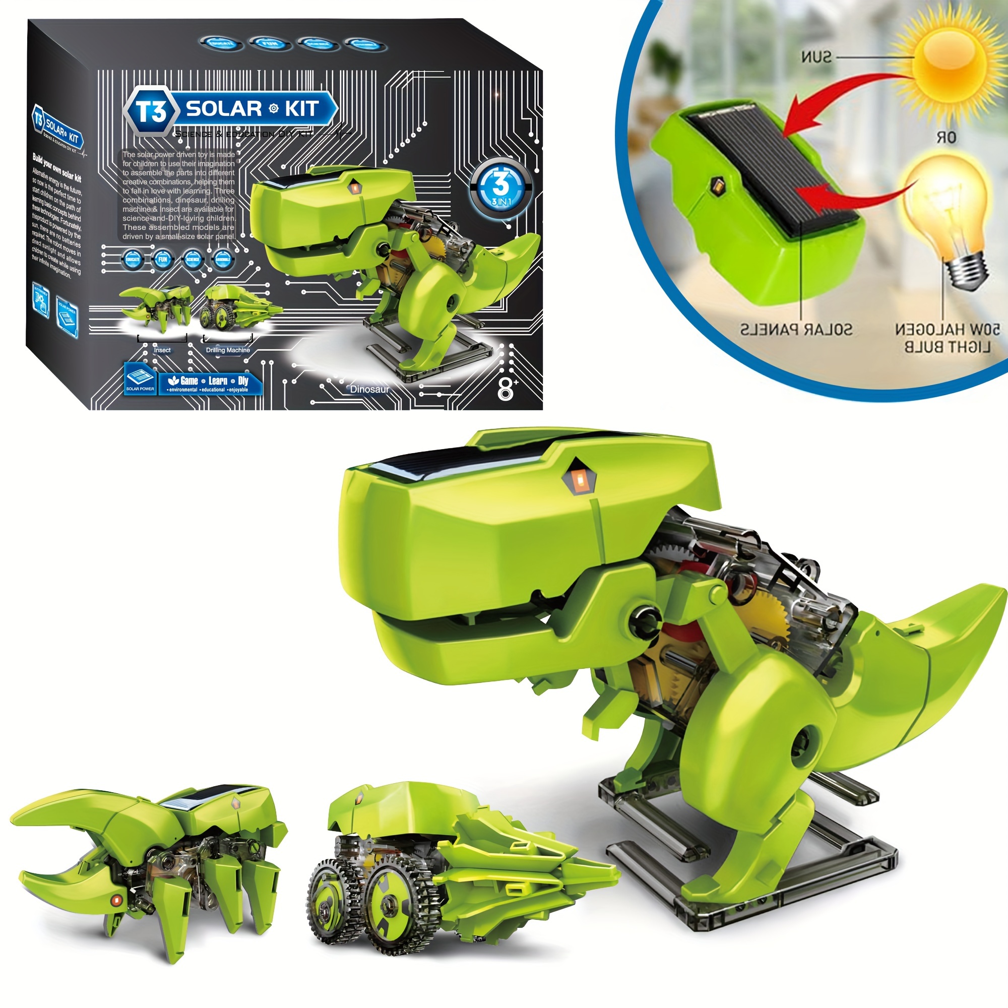 4 in 1 DIYロボット玩具ソーラーパワーパズルおもちゃキッズ幼児用