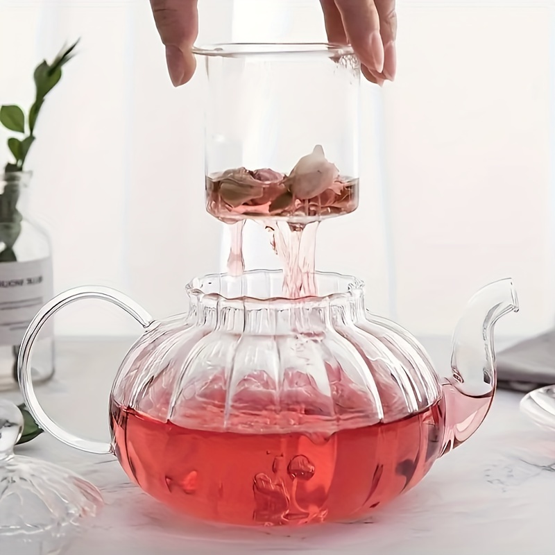 High Borosilicate Glass Teapot, High Temperature Resistant Pumpkin Striped Kettle  Tea Set With Filter Creative Small Gift Holiday Accessories - Temu