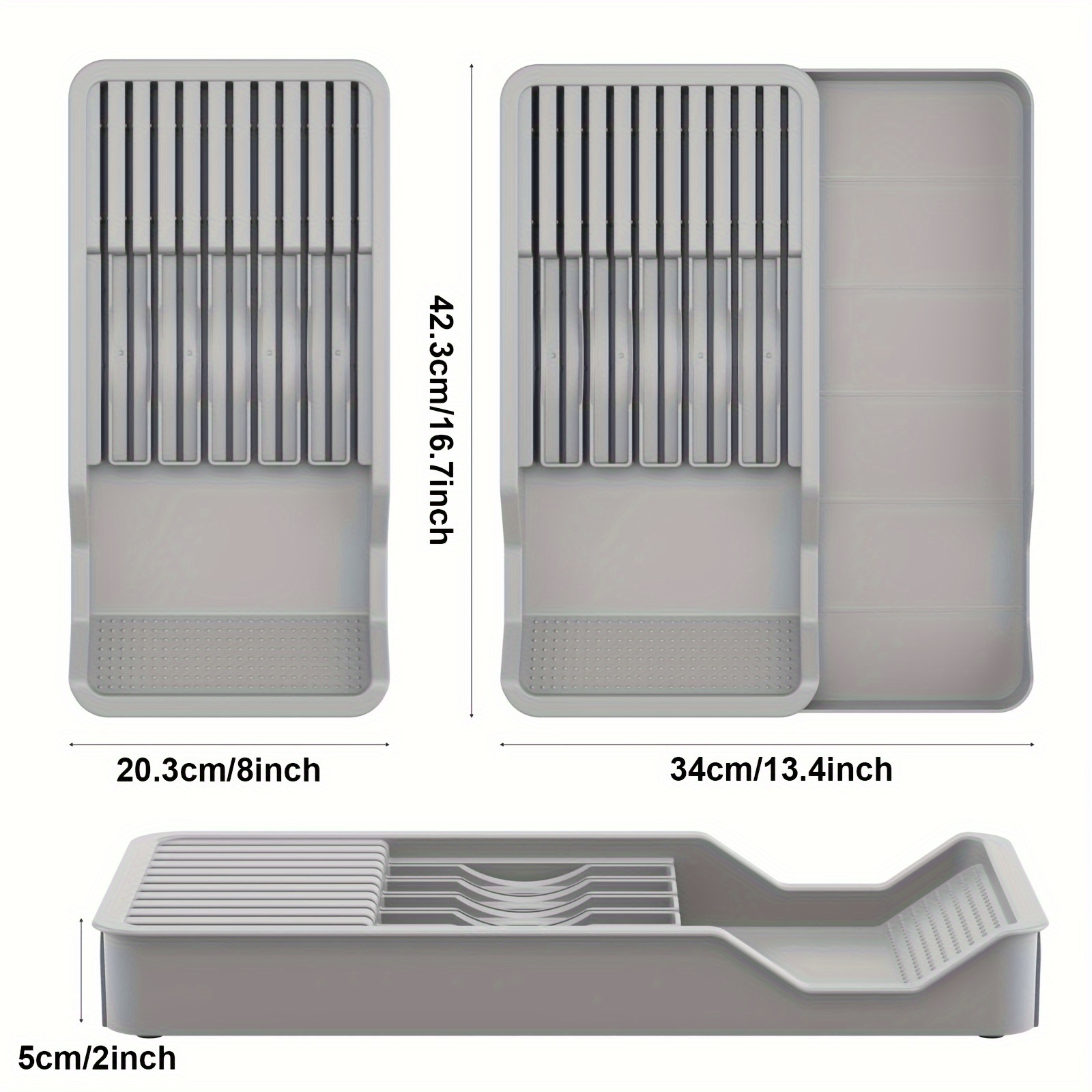 Inserción del organizador del cajón de la bandeja de especias cortado a  medida sistema modular de arce o nogal premium con bloque de cuchillos,  bandeja de especias, opción de contenedor 